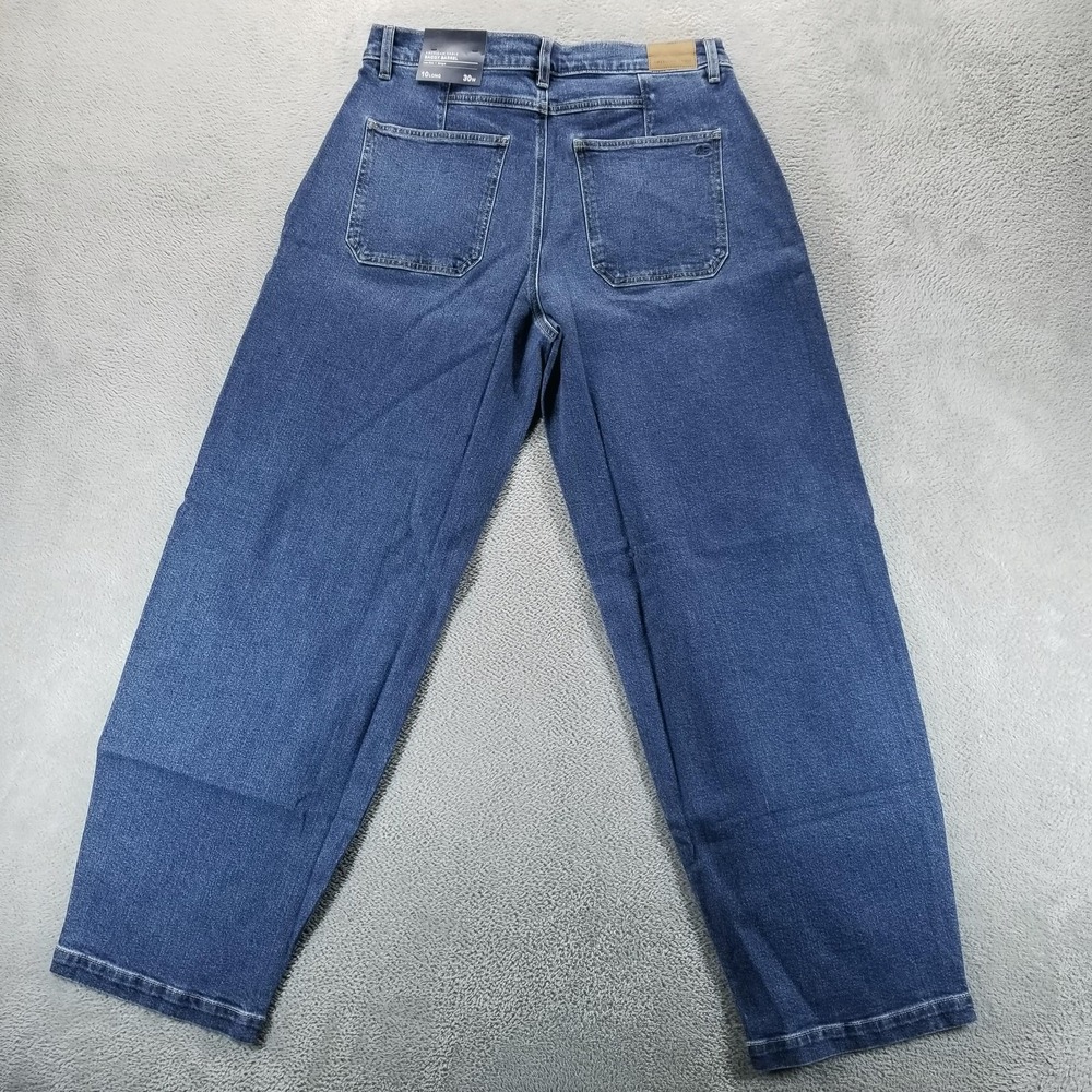 American Eagle Jeans Womens 10 Long Blue Baggy Barrel Low Rise Strigid - Picture 2 of 12